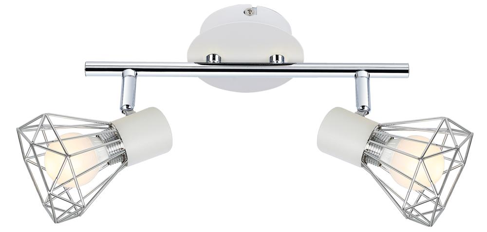 VERVE lampa sufitowa listwa 2x40W E14 biały abażur chrom