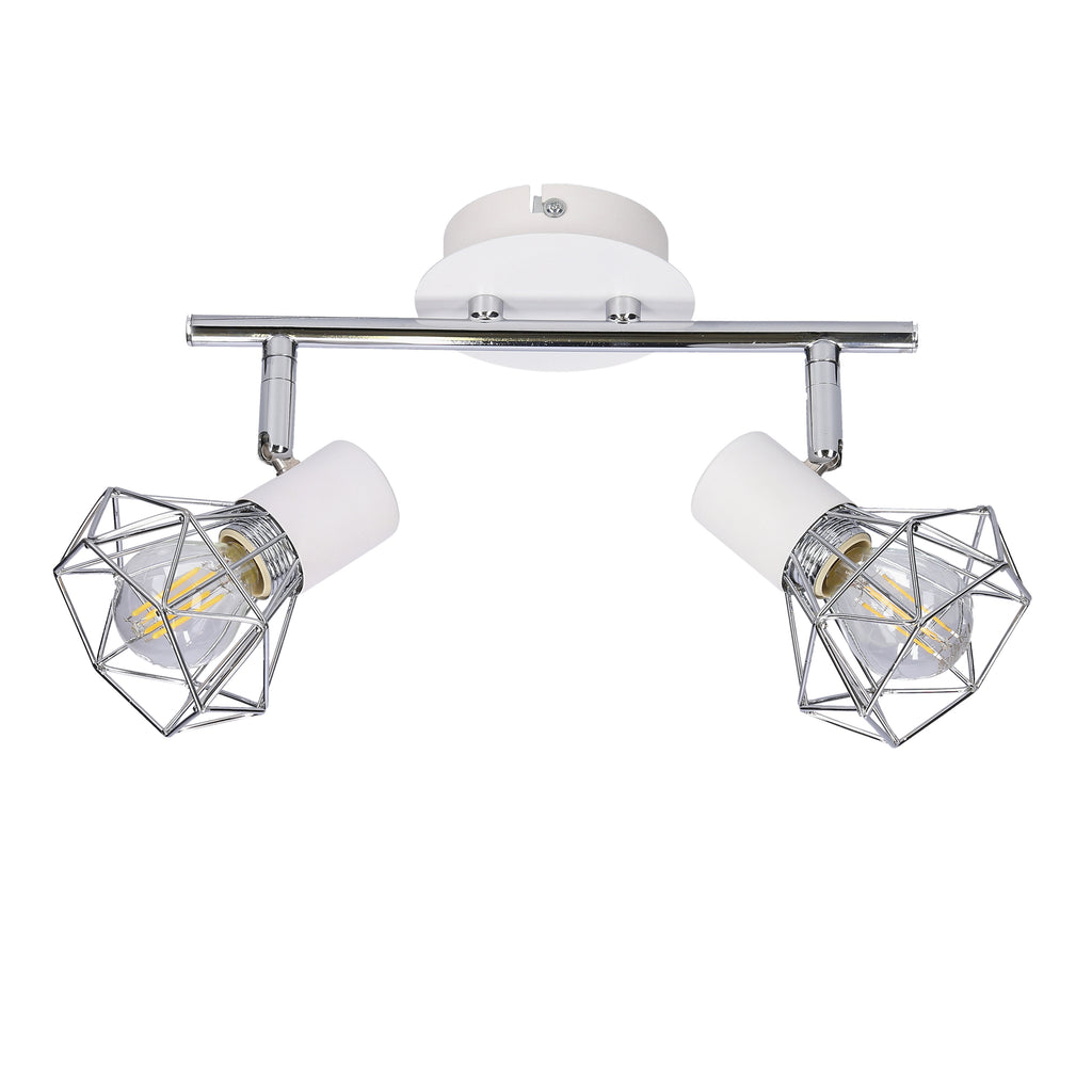 VERVE lampa sufitowa listwa 2x40W E14 biały abażur chrom
