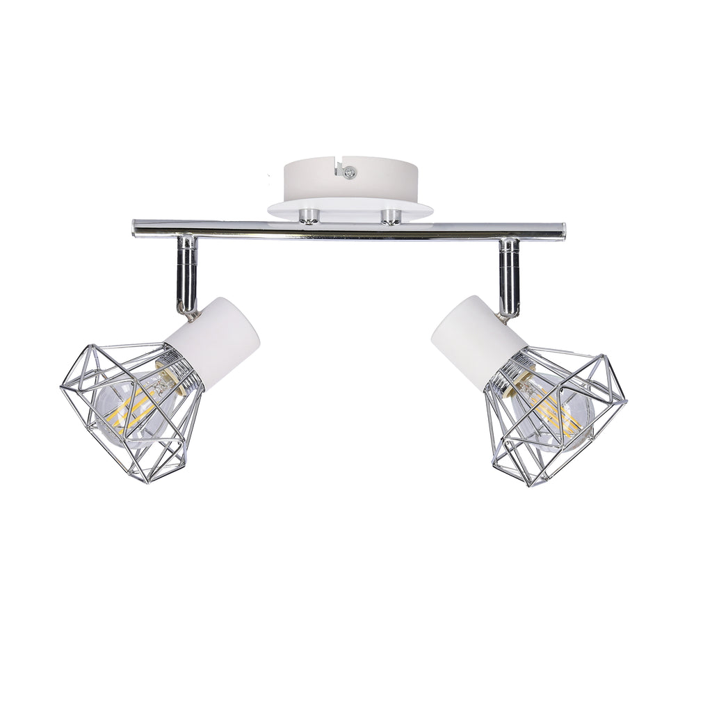 VERVE lampa sufitowa listwa 2x40W E14 biały abażur chrom