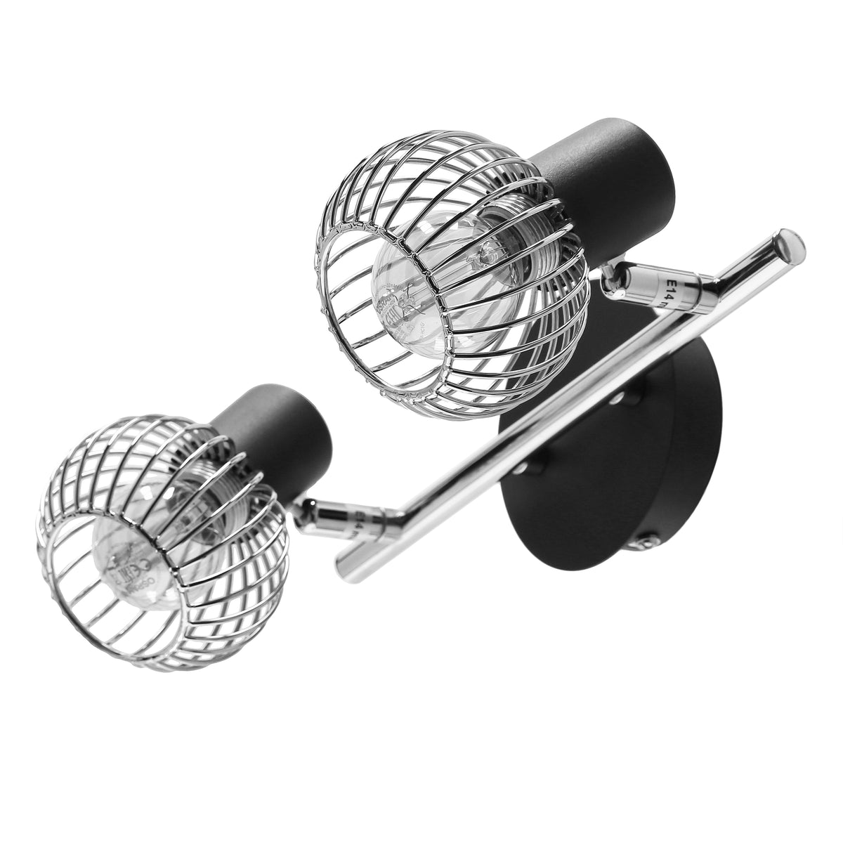 OSLO lampa sufitowa listwa 2x40W E14 czarny/chrom