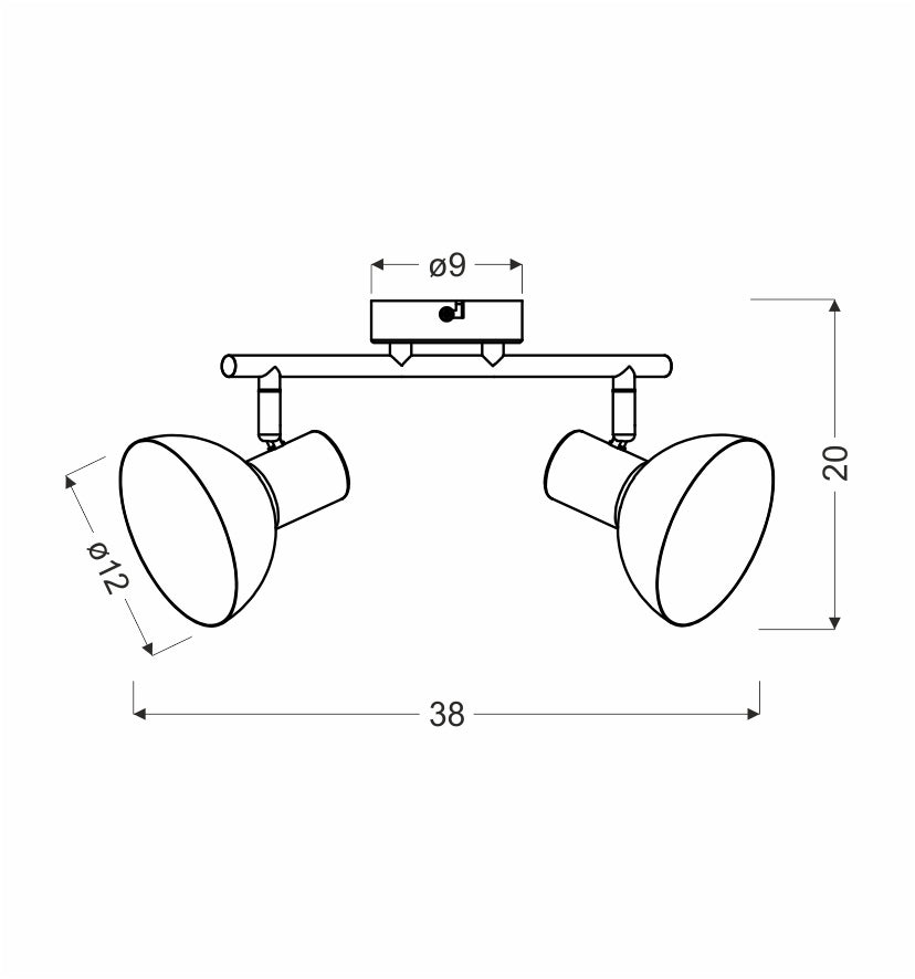 DISO lampa sufitowa listwa 2x40W E27 czarny+zloto