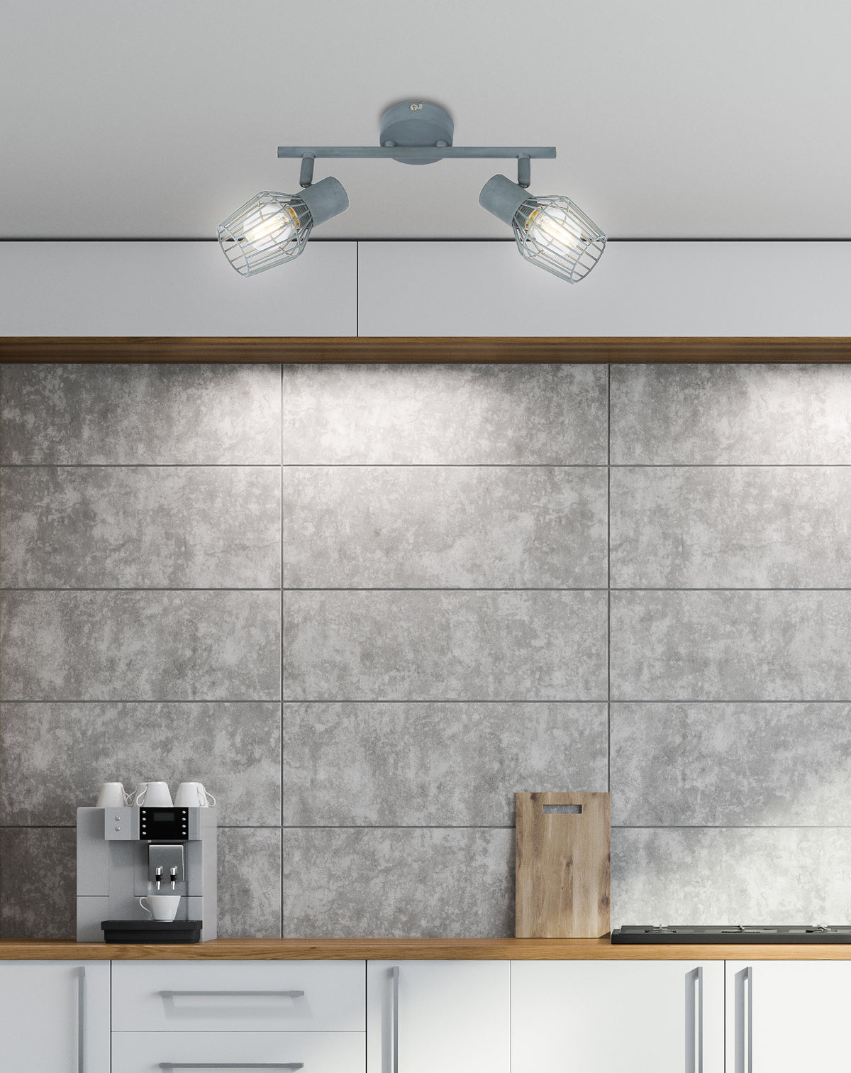 VIKING lampa sufitowa listwa 2x40W E14 szary