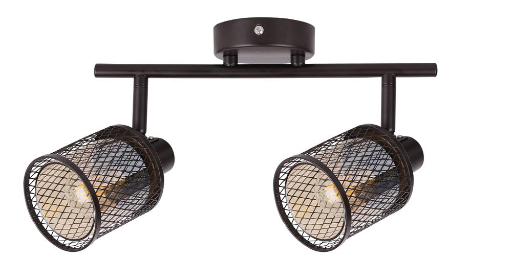 lampa sufitowa canabera kawowe złoto 2x40W E14 klosz bursztynowy