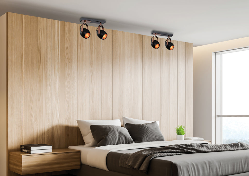 Anica lampa sufitowa listwa czarny 2x40W E14 odbłyśnik złoty
