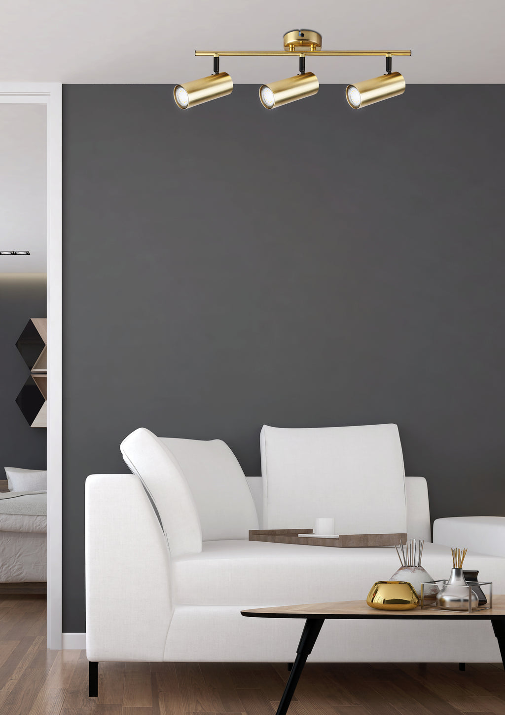 Colly lampa sufitowa mosiądz 3x15W GU10 klosz mosiądz