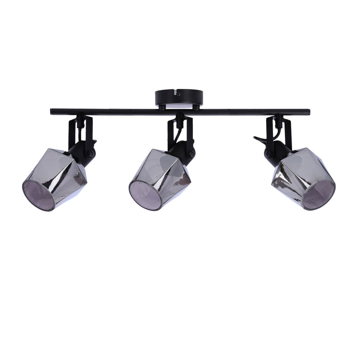 Randi lampa sufitowa listwa czarny matowy 3x15W E14 klosz dymiony