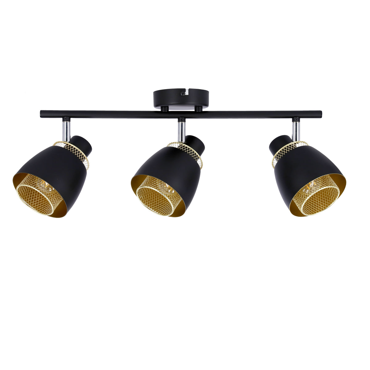 Aleksandria lampa sufitowa listwa czarny 3x40W E14 klosz czarny+złoty