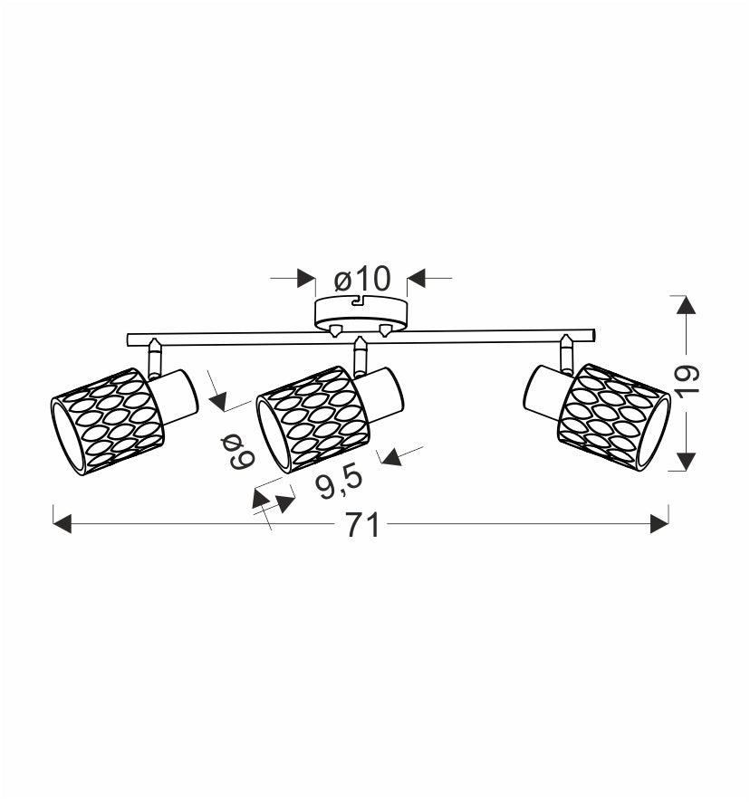 BILL lampa sufitowa listwa czarny 3x40W E27 klosz dymiony