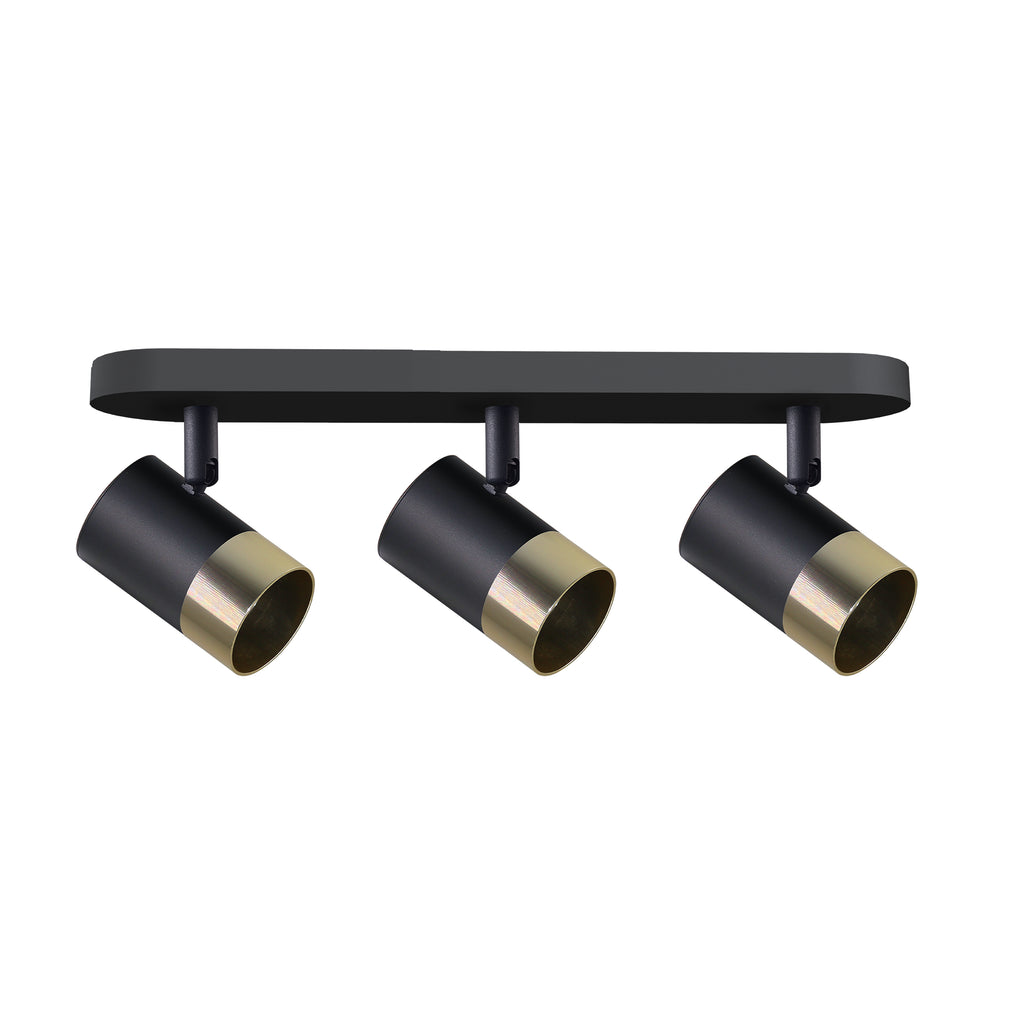 TOBI lampa sufitowa listwa czarny 3x15W GU10 klosz czarny+złoty