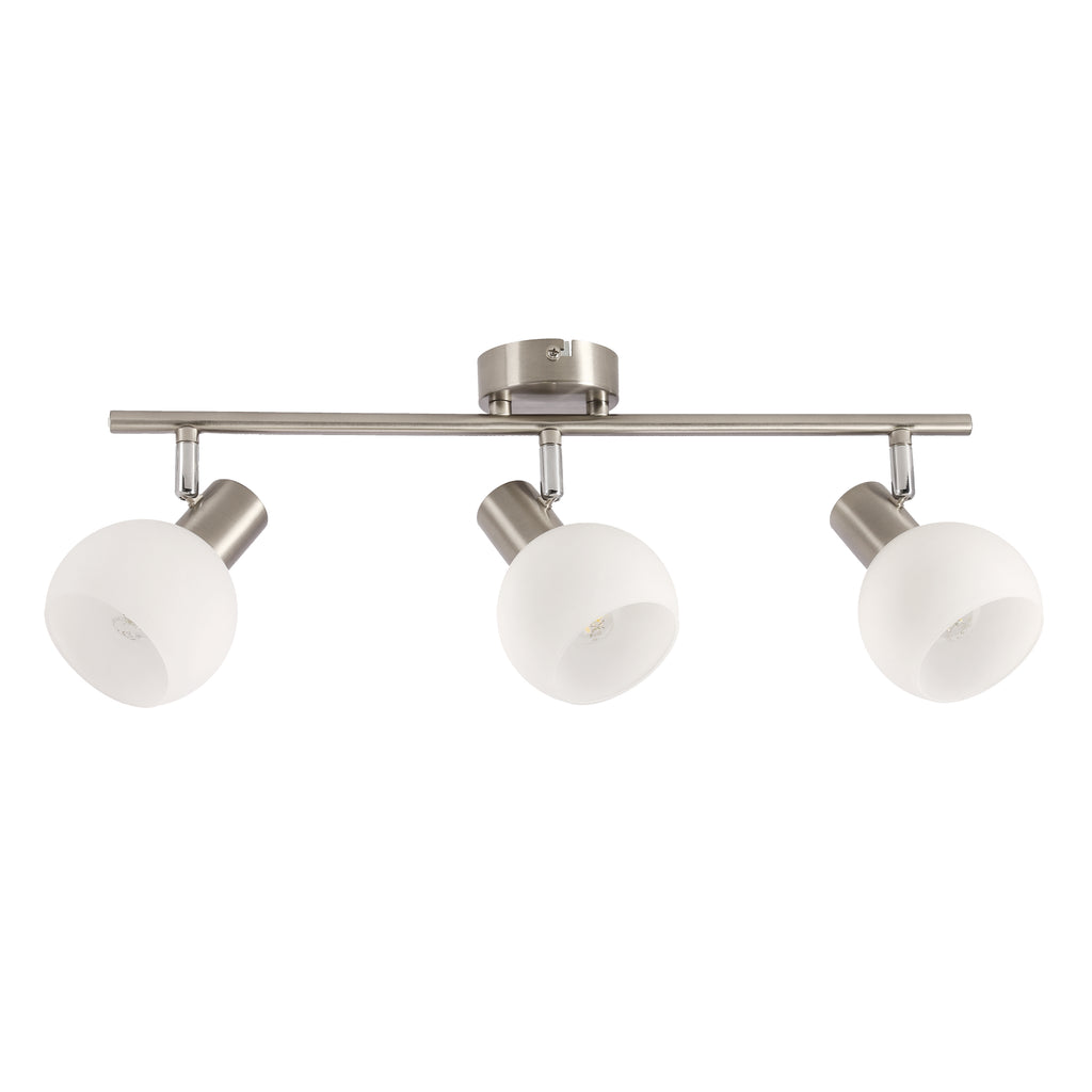 NOVO lampa sufitowa listwa satyna nikiel 3x40W E14 klosz biały