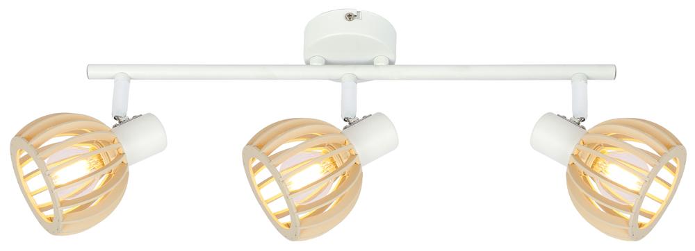 ATARRI lampa sufitowa listwa 3x25W E14 biały+drewno