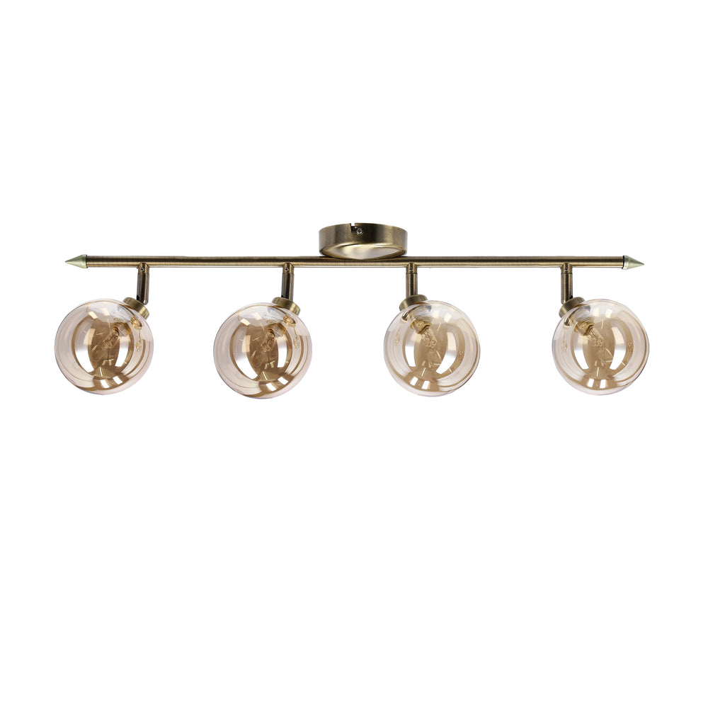 Rodia lampa sufitowa listwa patynowy 4x40W G9 klosz bursztynowy