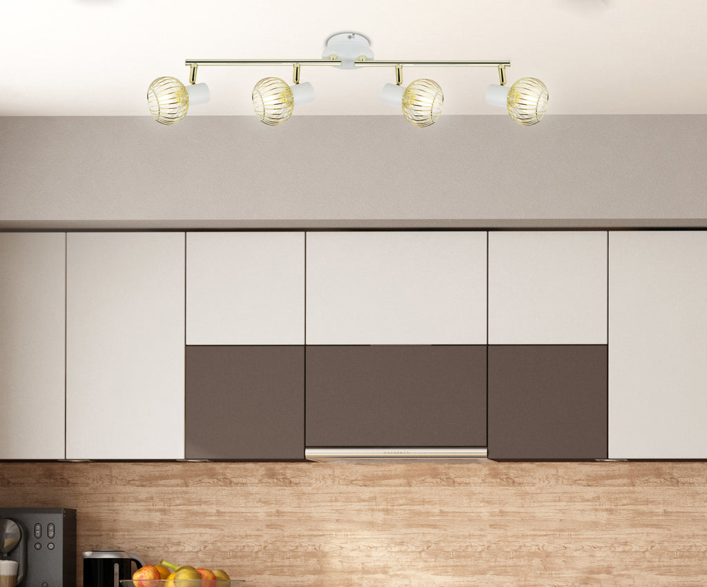 OSLO lampa sufitowa listwa 4x40W E14 biały/złoty