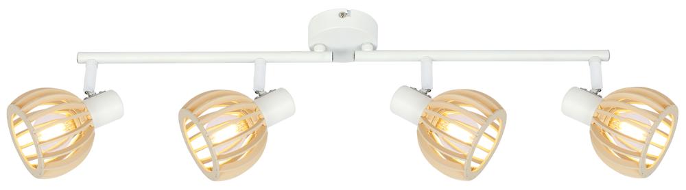 ATARRI lampa sufitowa listwa 4x25W E14 biały+drewno