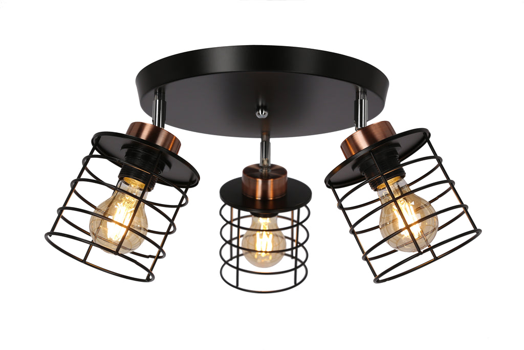 Glob lampa sufitowa plafon czarny+złoty 3x40W E27 klosz czarny
