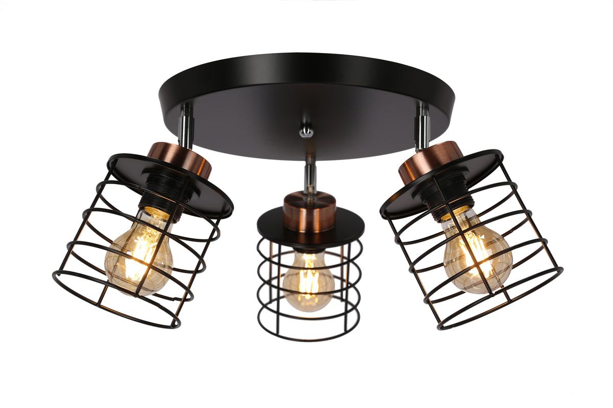 Glob lampa sufitowa plafon czarny+złoty 3x40W E27 klosz czarny