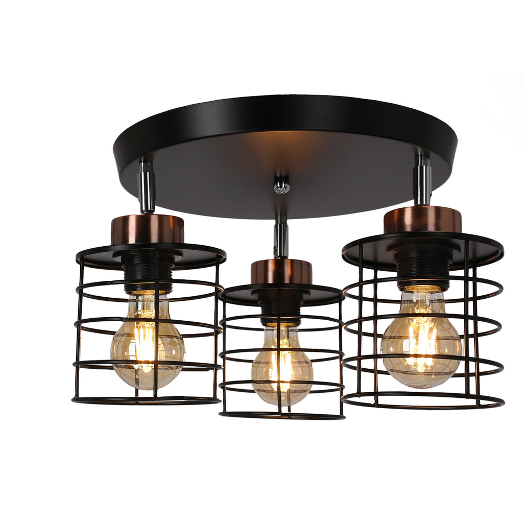 Glob lampa sufitowa plafon czarny+złoty 3x40W E27 klosz czarny