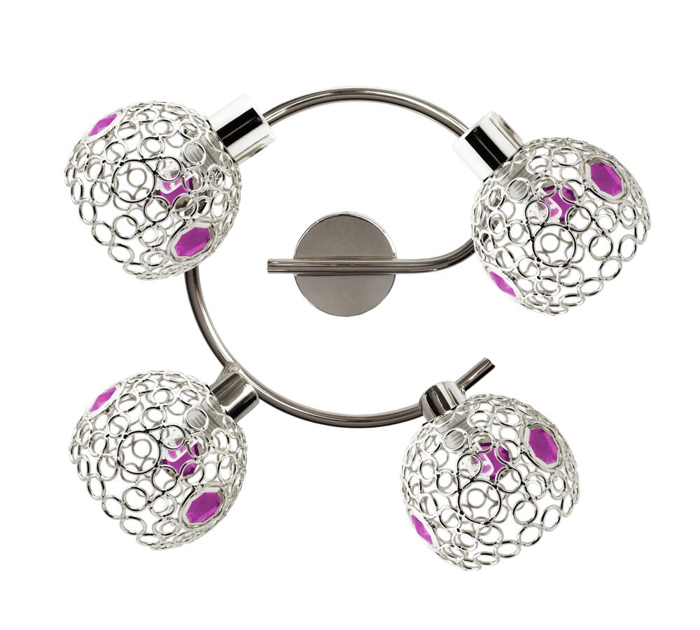 lampa aron spirala 4x40W G9 chrom kryształ fiolet