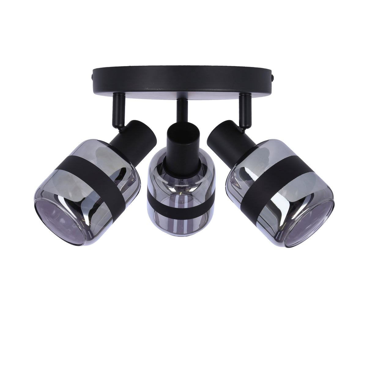 YUKI lampa plafon czarny matowy 3x15W E14 klosz dymiony