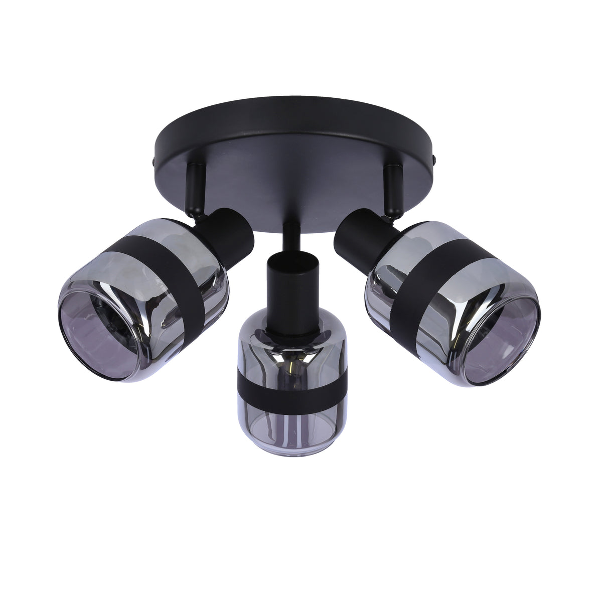 YUKI lampa plafon czarny matowy 3x15W E14 klosz dymiony