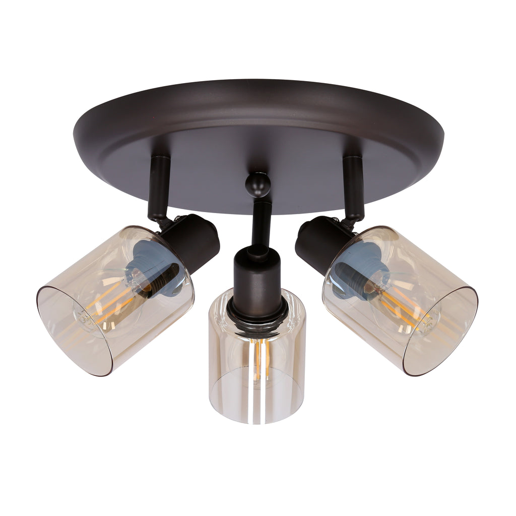 AGRA lampa sufitowa plafon brunatny 3x40W E14 klosz bursztynowy