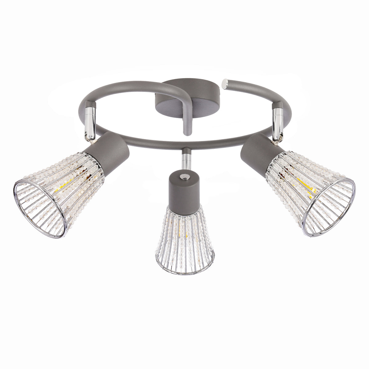 Lampa sufitowa spirala CURTIS szara 3x40W E14 nowoczesna oprawa oświetleniowa do salonu sypialni przedpokoju