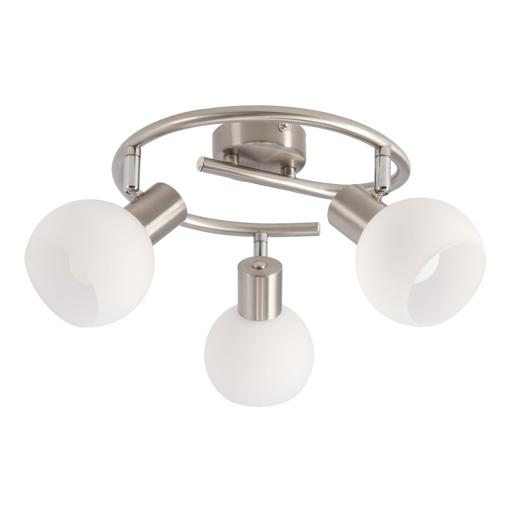NOVO lampa sufitowa spirala satyna nikiel 3x40W E14 klosz biały
