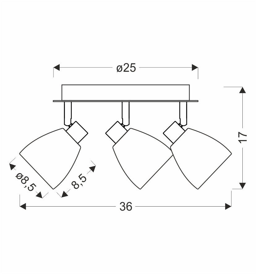 JEFFREY lampa sufitowa plafon chromowy 3x40W G9 klosz dymiony