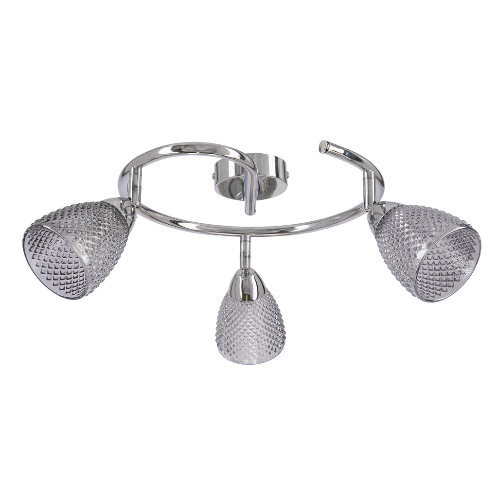 ESTELLO lampa sufitowa spirala chromowy 3x40W G9 klosz dymiony