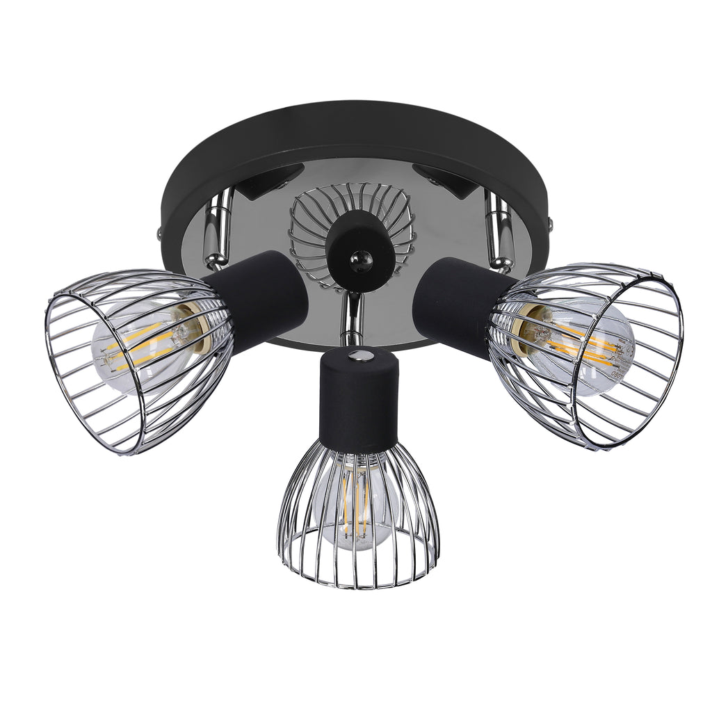 MODO lampa sufitowa plafon 3x40W E14 czarny+chrom
