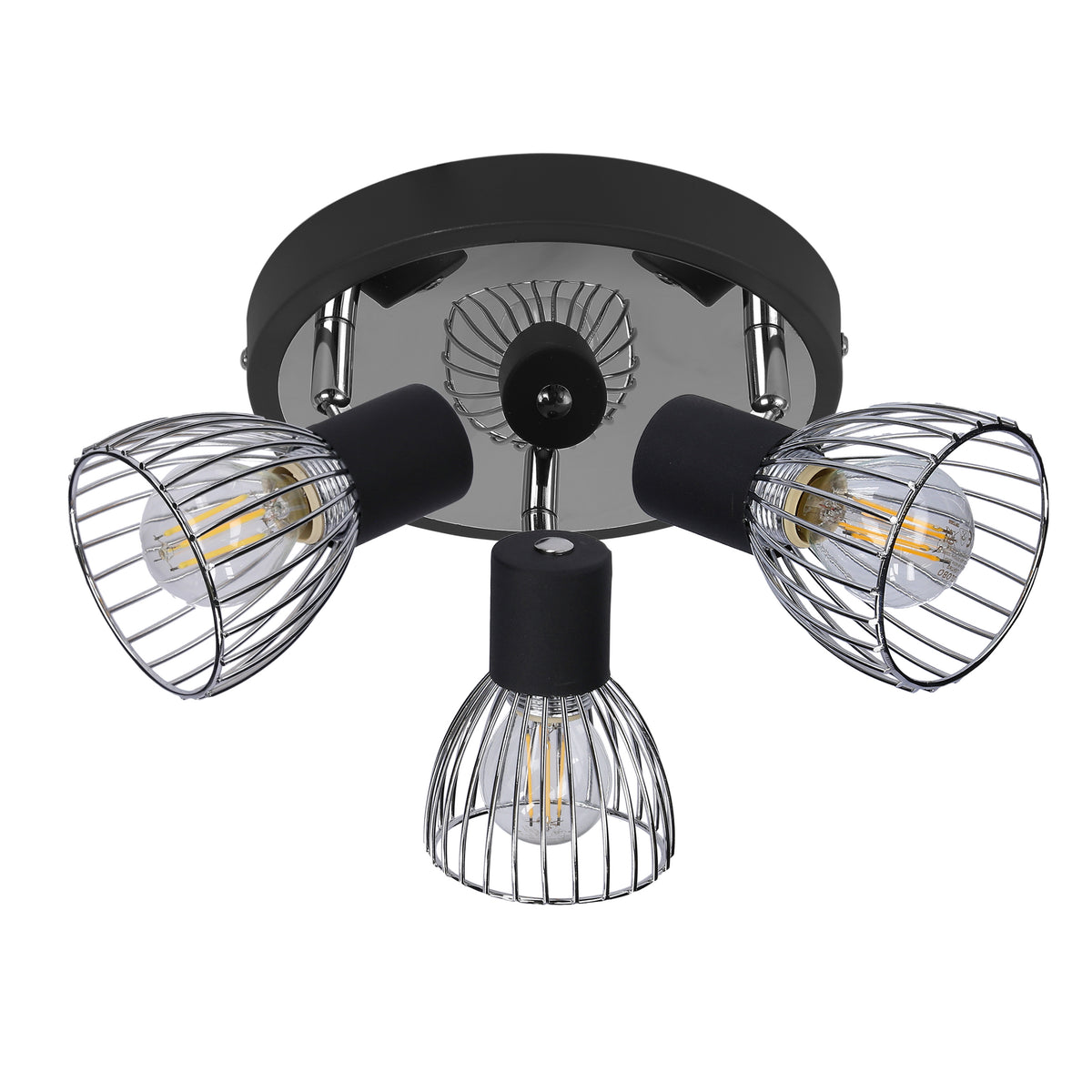 MODO lampa sufitowa plafon 3x40W E14 czarny+chrom