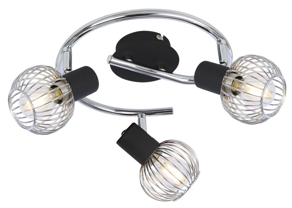 OSLO lampa sufitowa spirala 3x40W E14 czarny/chrom
