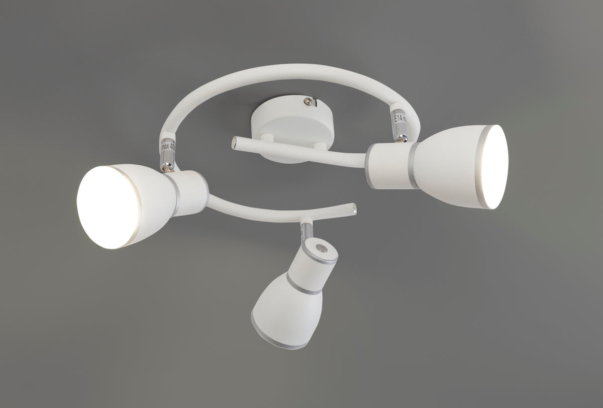 FIDO lampa sufitowa spirala 3x40W E14 biały+chrom
