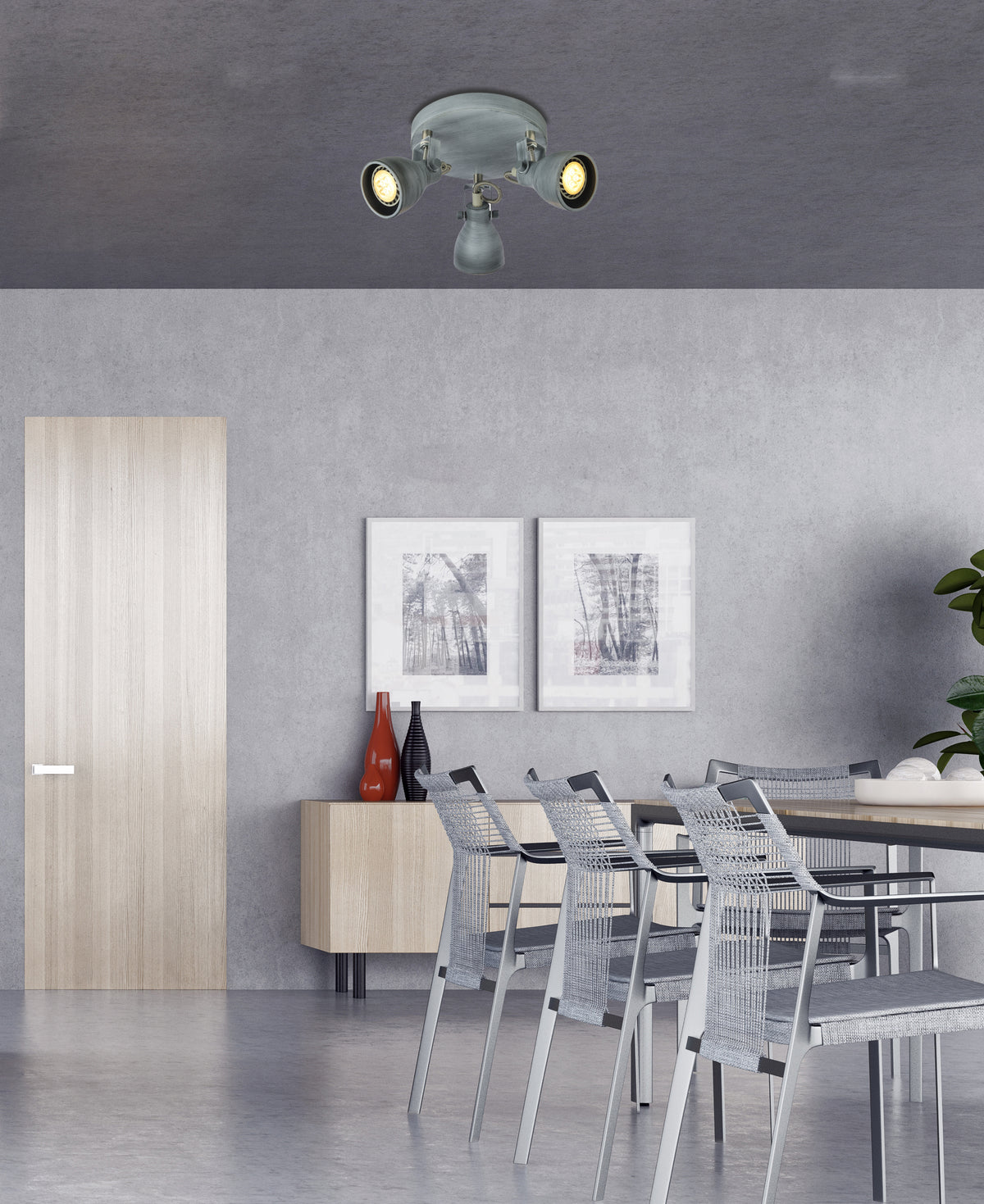 ASH lampa sufitowa plafon 3x40W GU10 szary mat