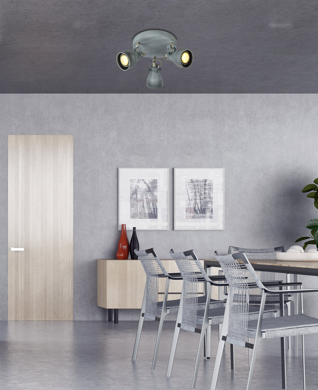 ASH lampa sufitowa plafon 3x40W GU10 szary mat