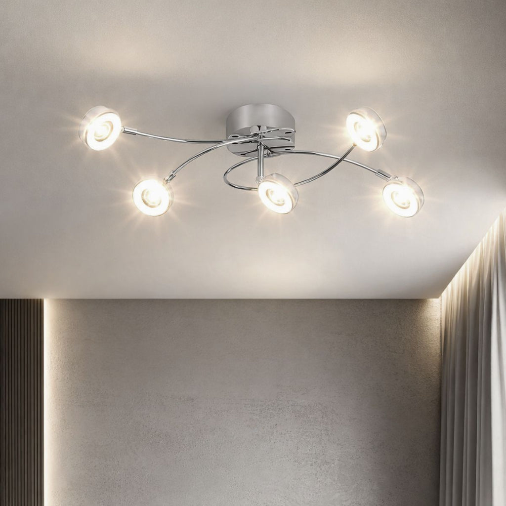 VINOLA lampa sufitowa plafon 5x5W LED chrom 3000k