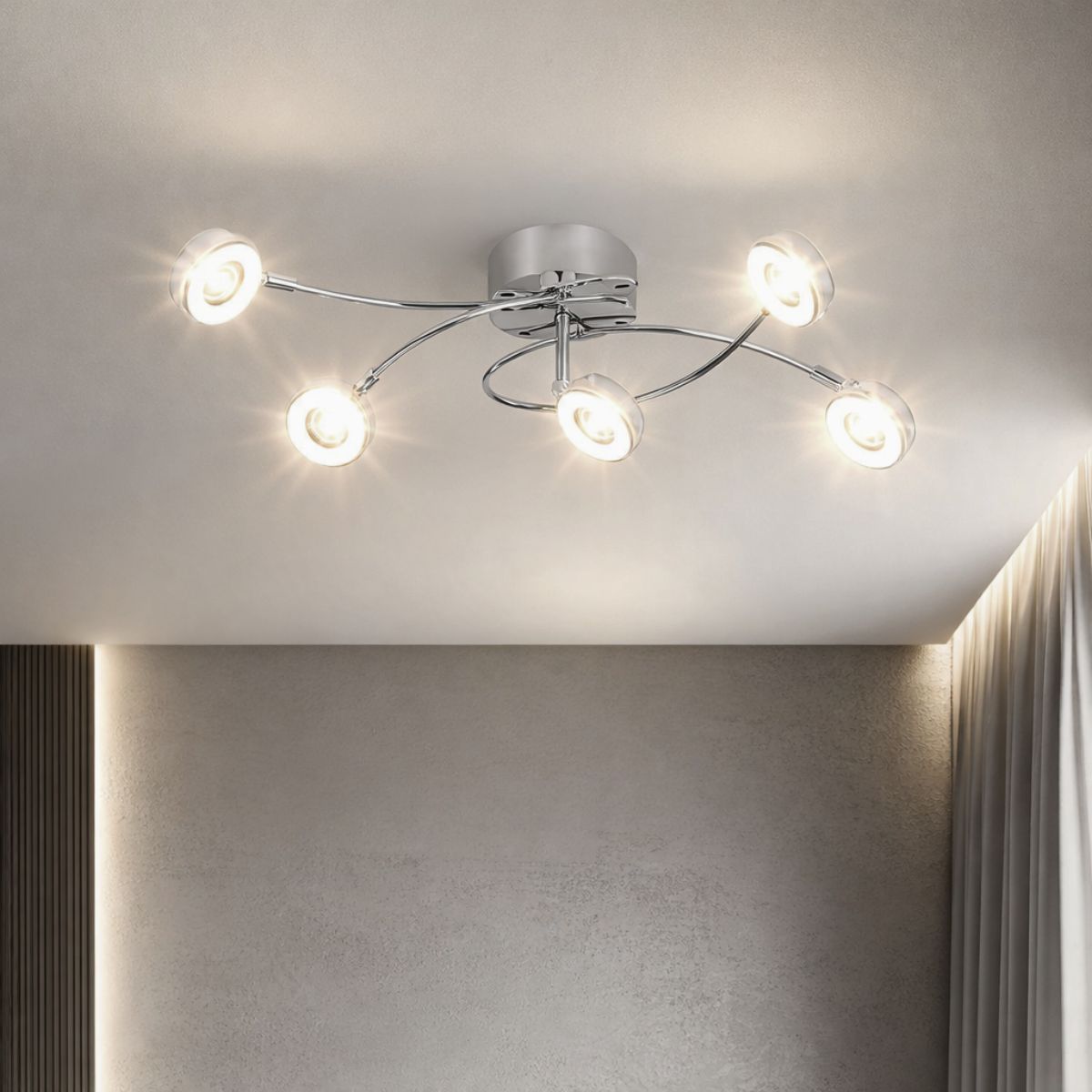 VINOLA lampa sufitowa plafon 5x5W LED chrom 3000k