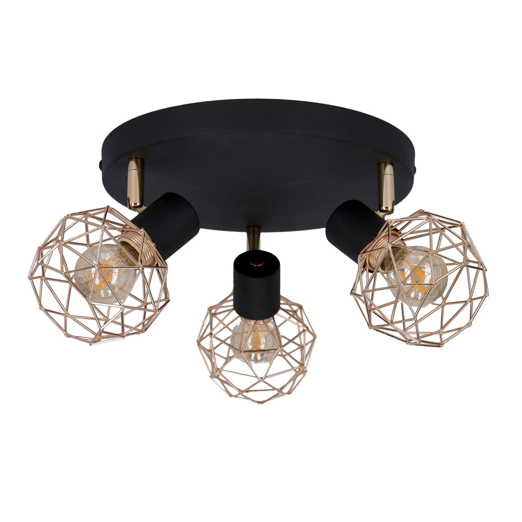 ACROBAT lampa sufitowa plafon 3x40W E14 czarny klosz złoty