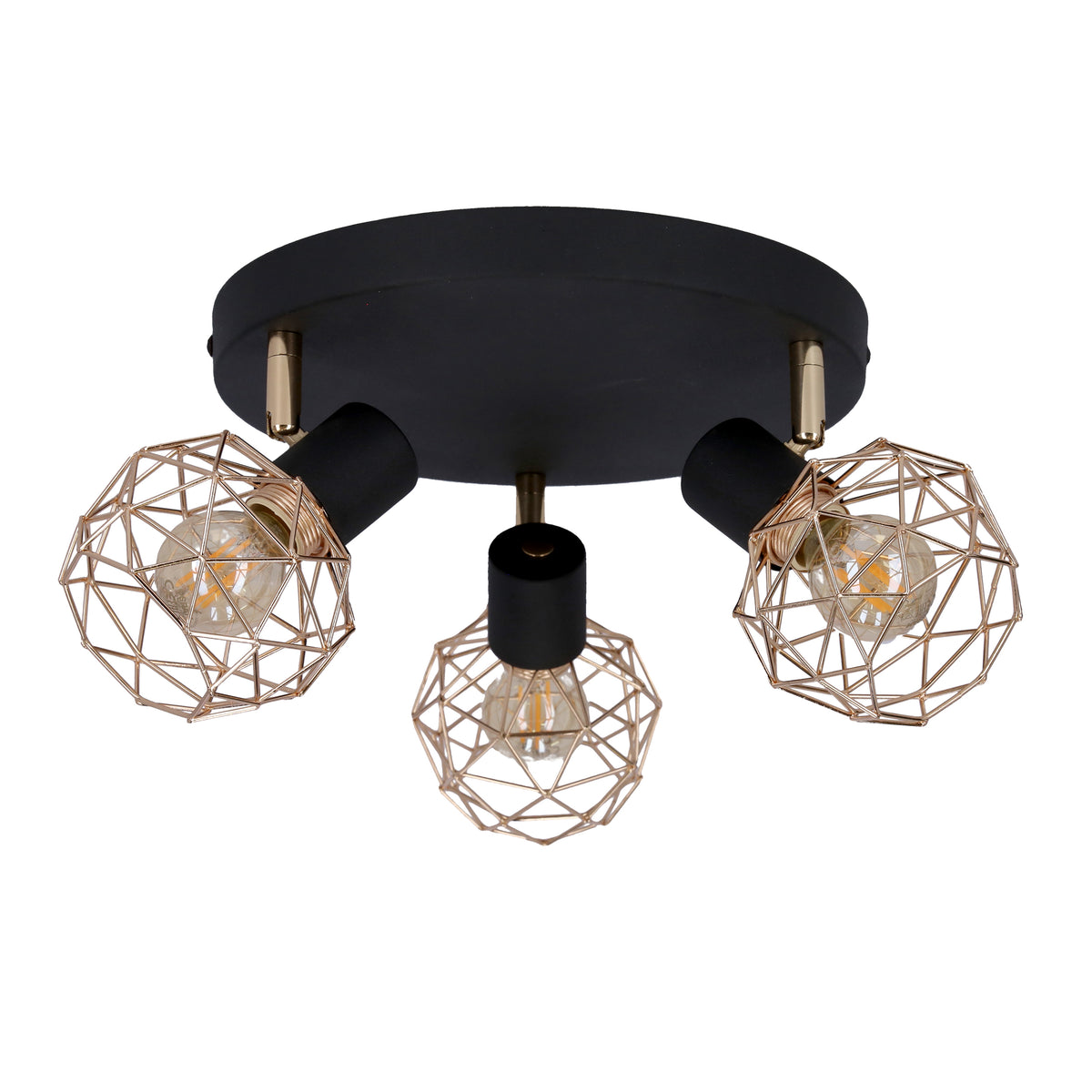 ACROBAT lampa sufitowa plafon 3x40W E14 czarny klosz złoty
