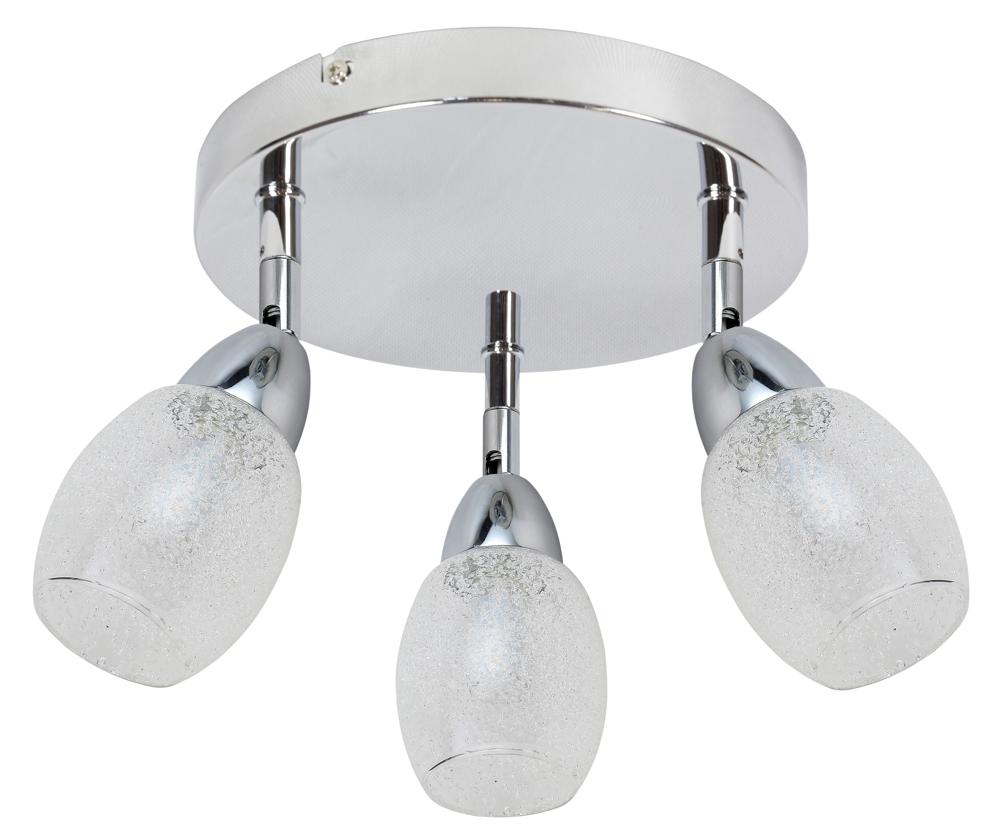 RICO lampa sufitowa plafon 3x6W LED smd główka okrągła 1e z przegubem kd system klosz wymienny chrom/bezbarwny