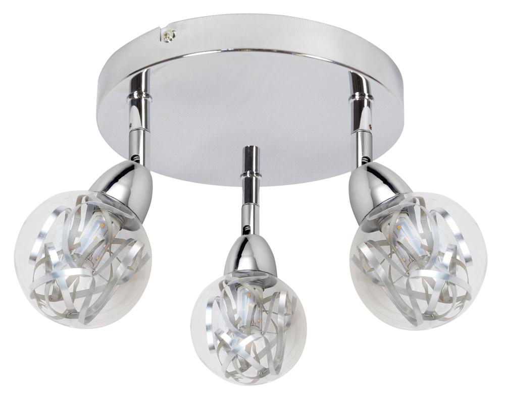 BOLO lampa sufitowa plafon 3x6W LED smd główka okrągła 1e z przegubem klosz wymienny kd system chrom/bezbarwny