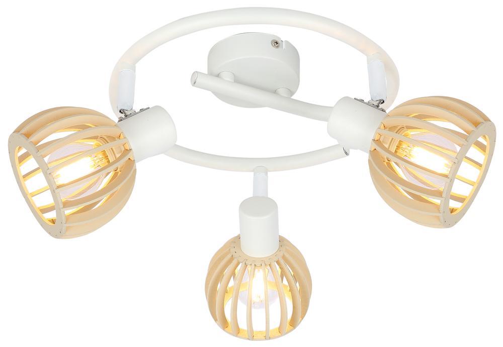 ATARRI lampa sufitowa spirala 3x25W E14 biały+drewno
