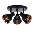 Neria lampa sufitowa plafon czarny 3x40W E14 klosz miedziany