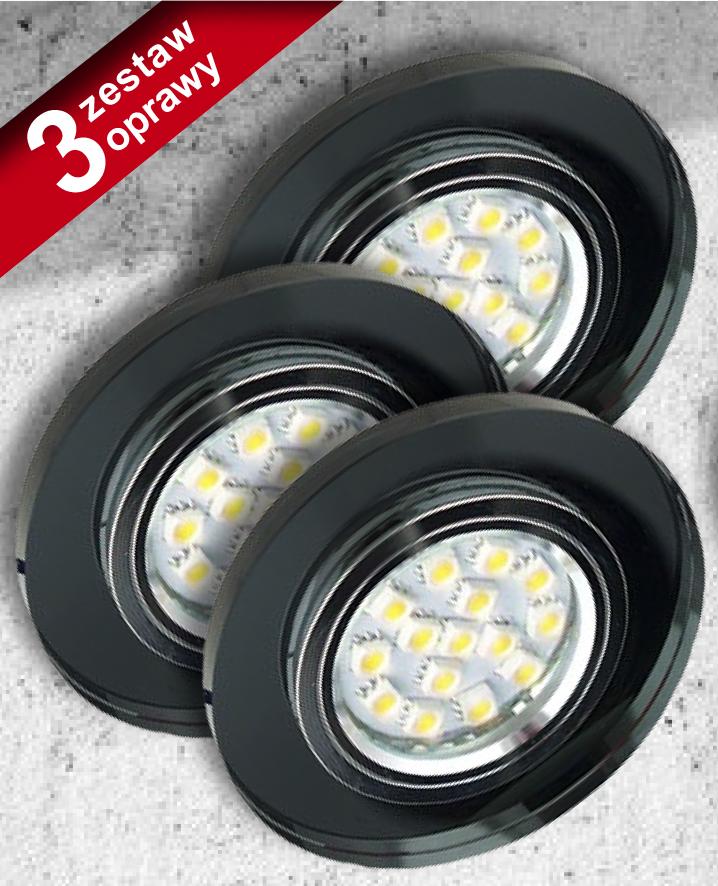 ZESTAW TRZECH OPRAW SS-15 CH/BK CZARNE 3X50W GU10 BEZ ZARÓWKI