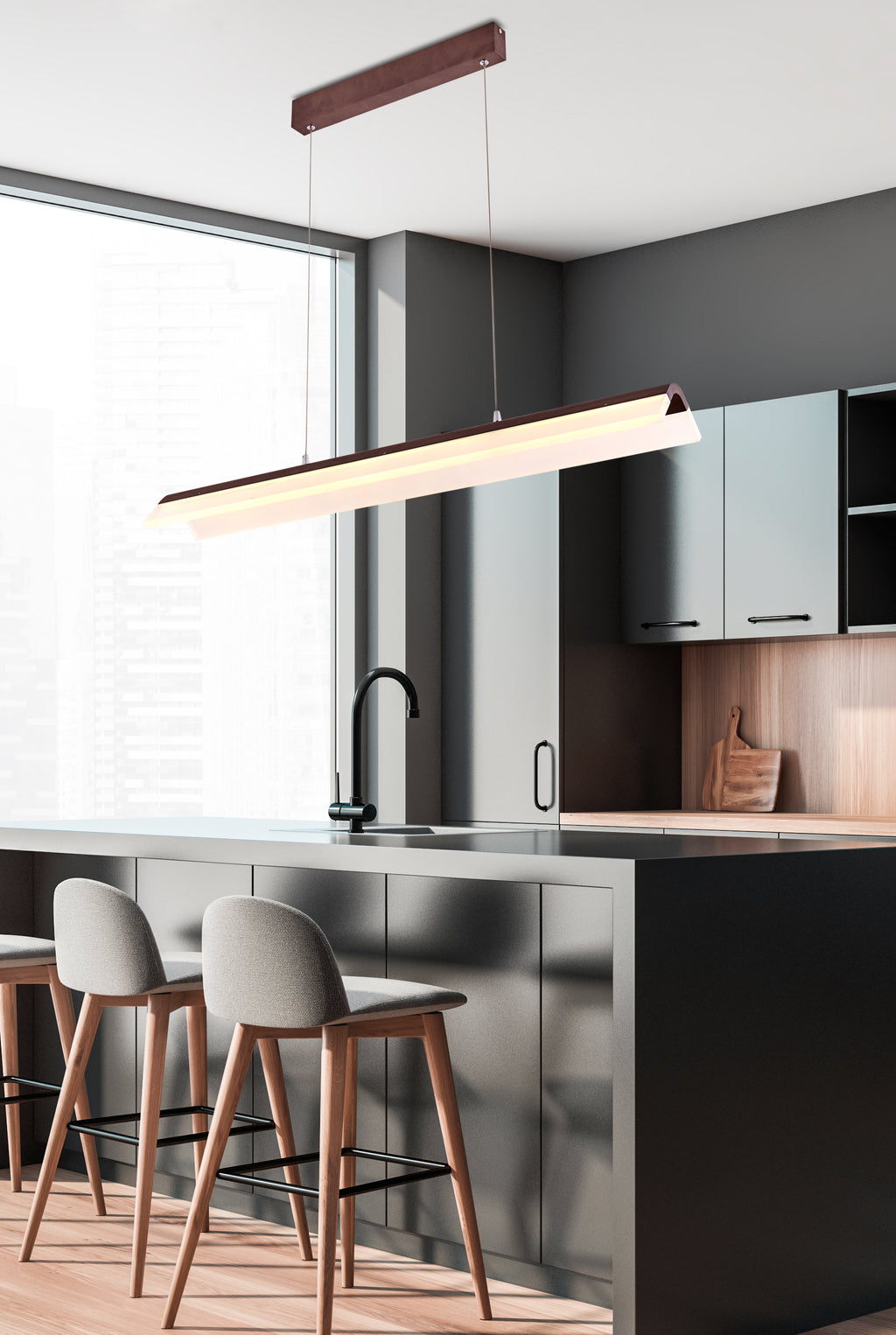 CURACOA lampa wisząca 100x16 33W LED brązowy 4000k apeti