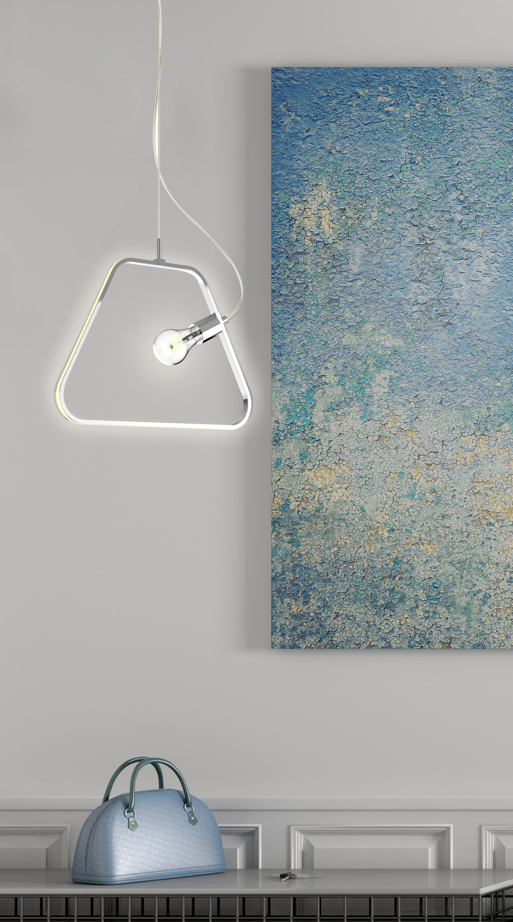 IKARIA lampa wisząca 42 1x60W E27 LED+12W LED chromowy 4000k apeti