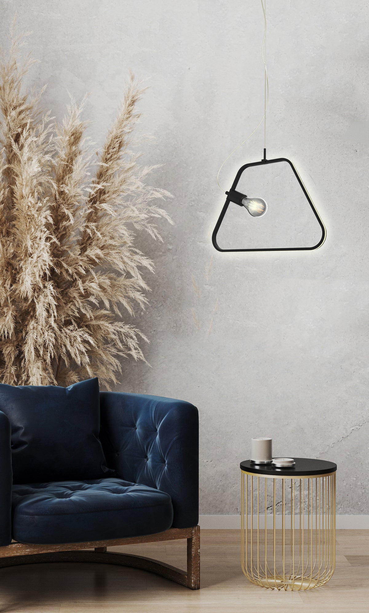IKARIA lampa wisząca 42 1x60W E27 LED+12W LED czarny 4000k