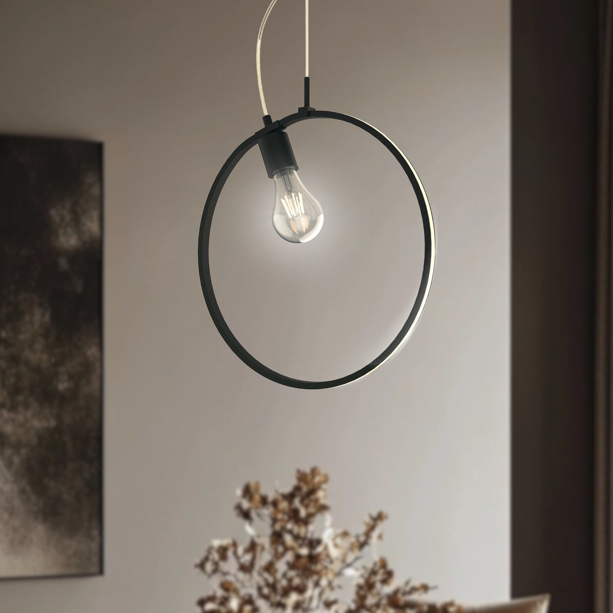 SKIROS lampa wisząca 35 1x60W E27 LED+12W LED czarny 4000k apeti