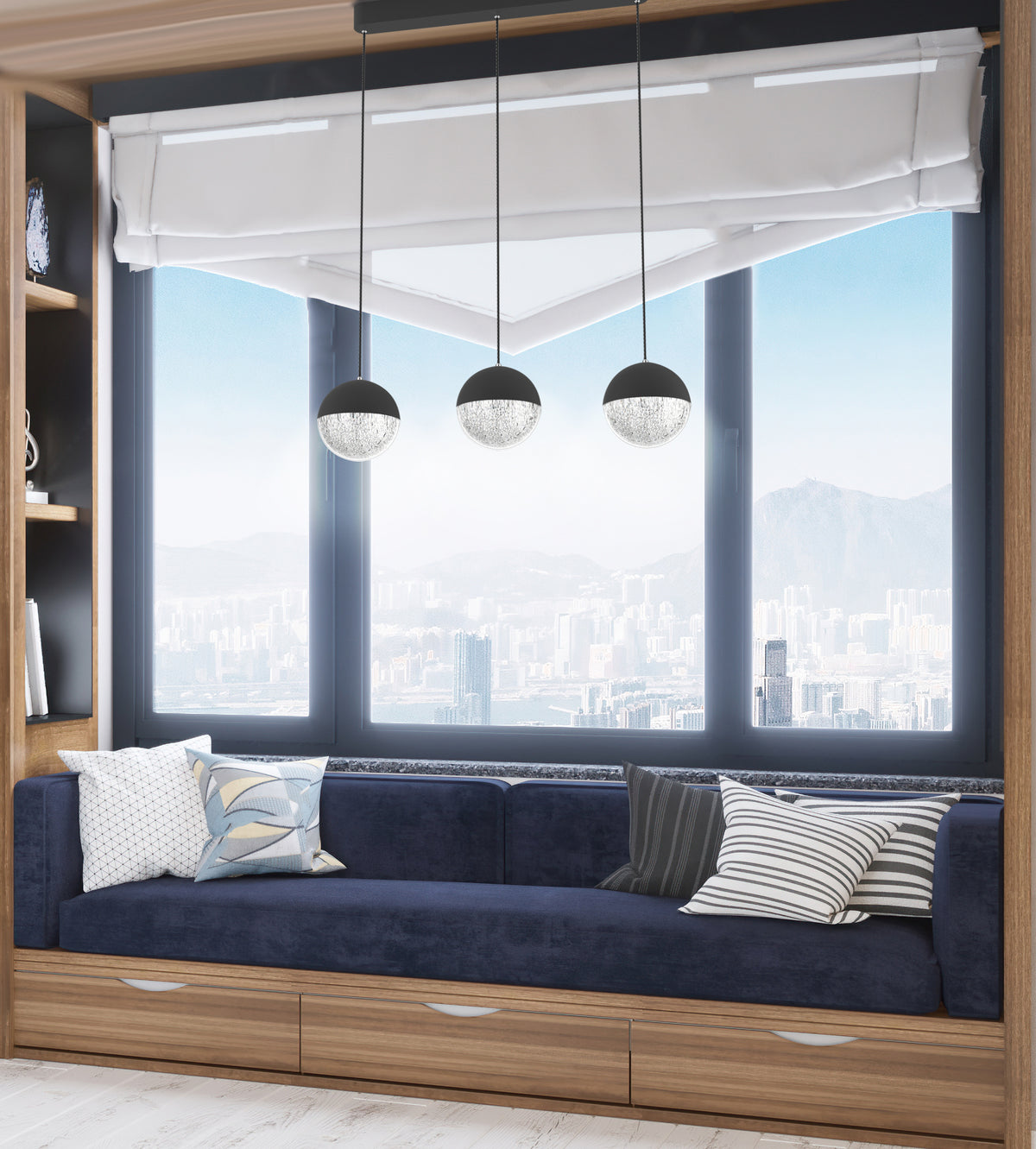 FURNI lampa wisząca 70x15 3x5W LED czarny 4000k apeti