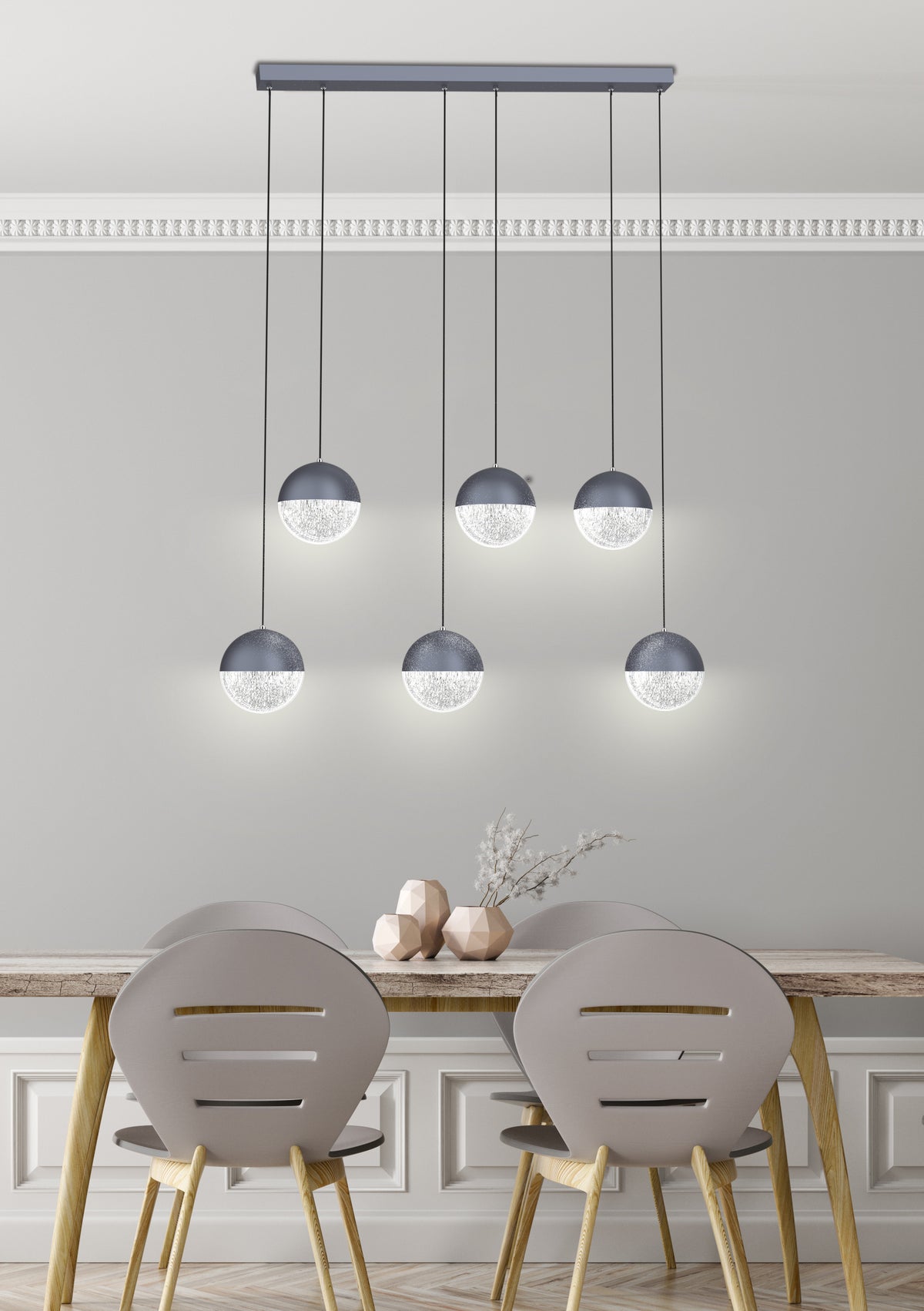 FURNI lampa wisząca 6x5W LED szary 4000k apeti